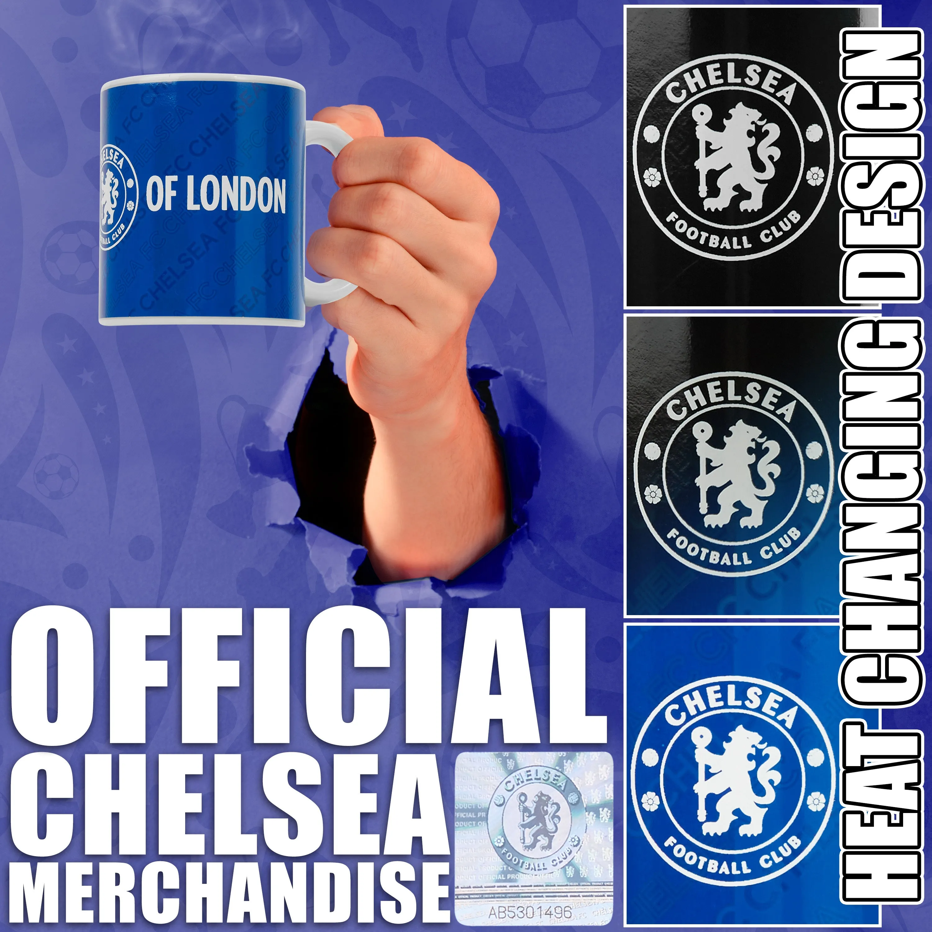 Chelsea F.C. Coffee Mug, 320ml Ceramic Heat Colour Changing Mug Supporters' Gear