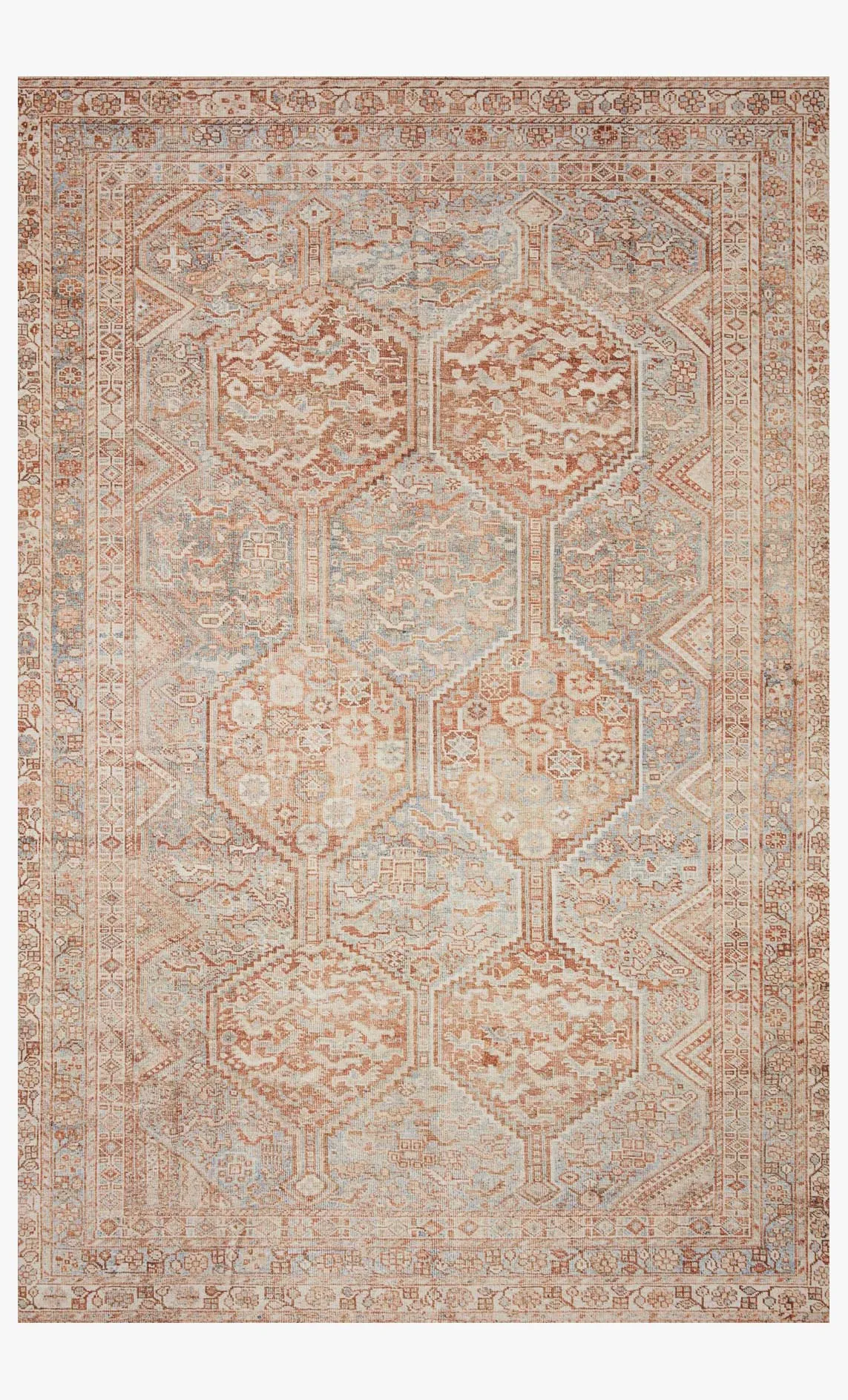 Chris Loves Julia x Loloi Jules Collection - Traditional Power Loomed Rug in Tangerine & Mist (JUL-04)