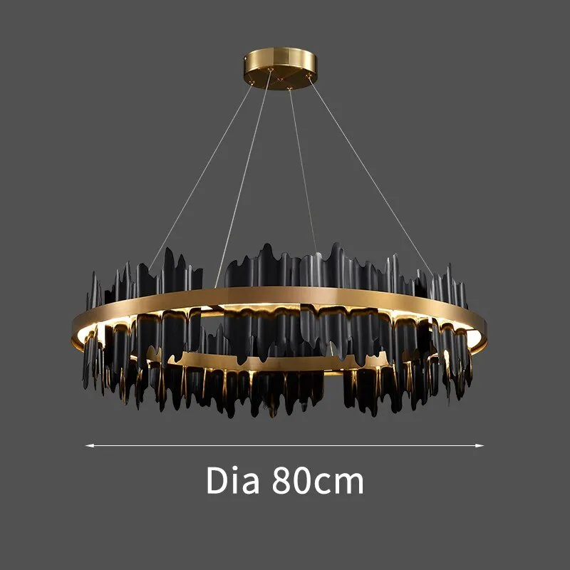 Contemporary Black and Gold Circle LED Chandelier for Living Room, Dinning, Lobby, and Hotel Lighting