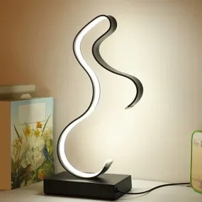 Contemporary LED Horsey Table Lamp in Black/Gold Metal with Stylish Rectangle Pedestal