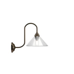 Coolie Clear Glass Swan Neck Wall Light Hay