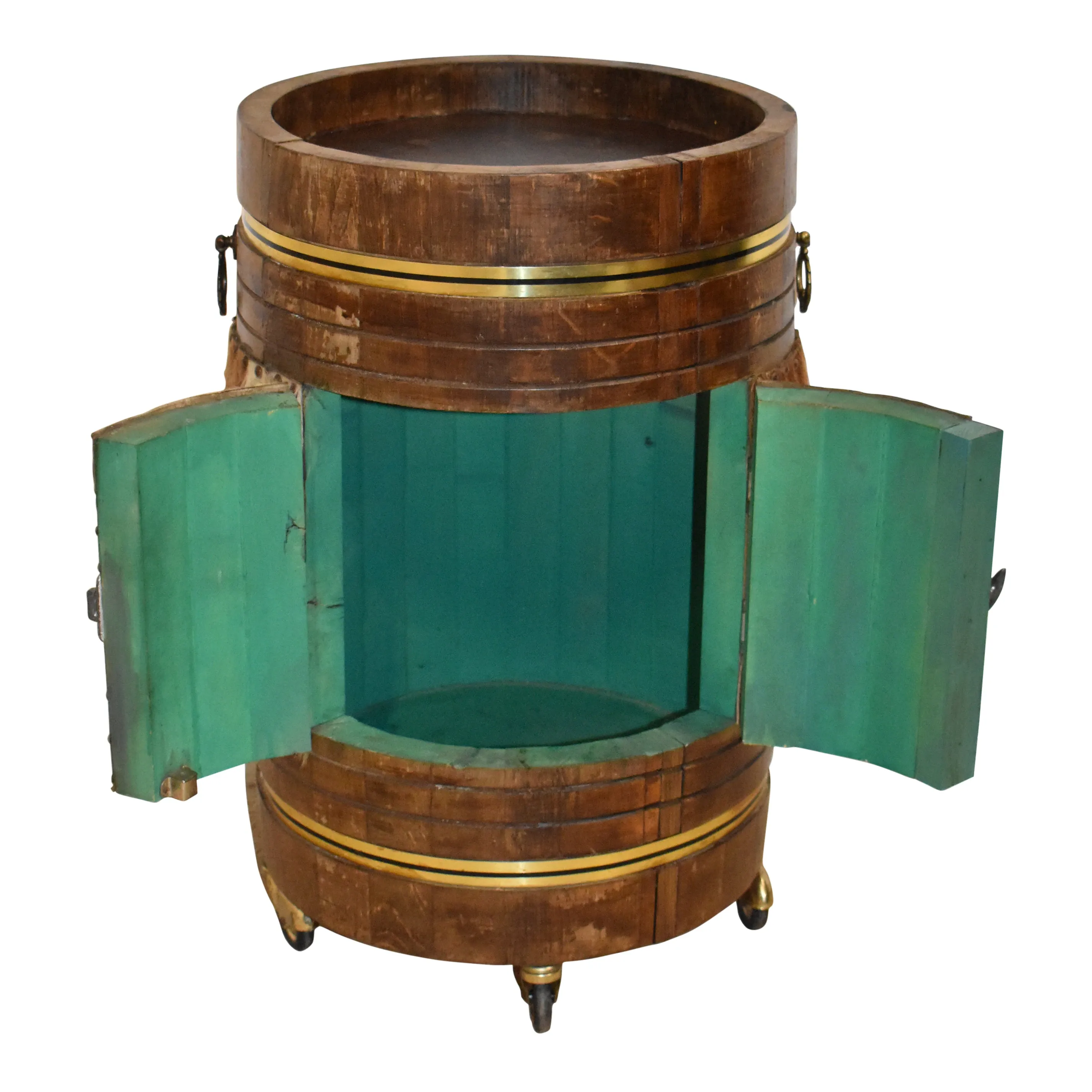 Cowhide Barrel End Table with Storage