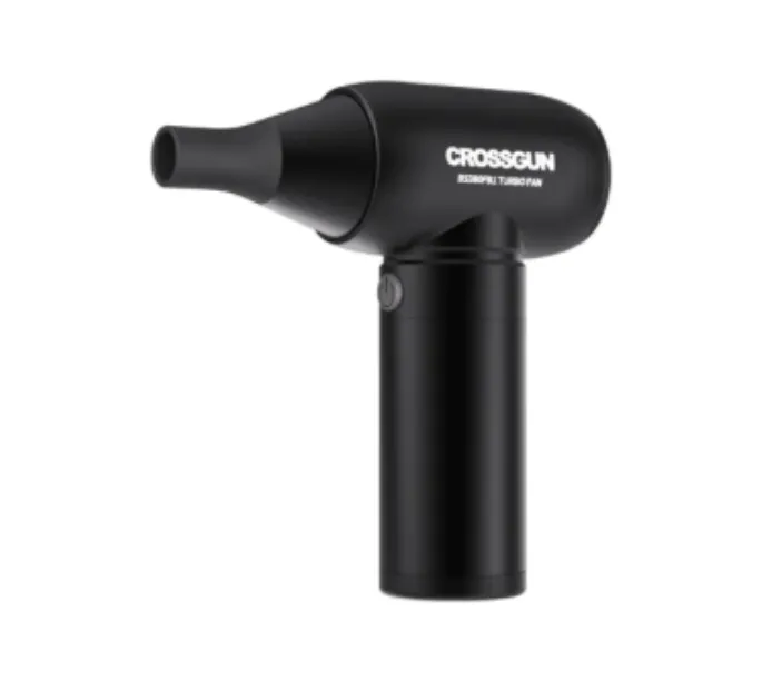 CROSSGUN Electric Cordless Mini Barber Strong Jet Turbo Fan Air Duster Black- with Integrated Vacuum Cleaner Accessory