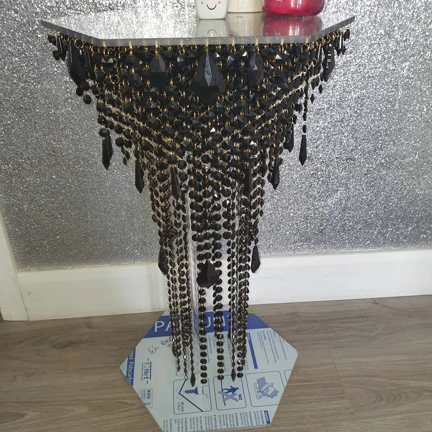 Crystal chandelier side table - tall console. Occasional table, Custom table furniture. MANY COLOUR OPTIONS by Crystal wedding uk