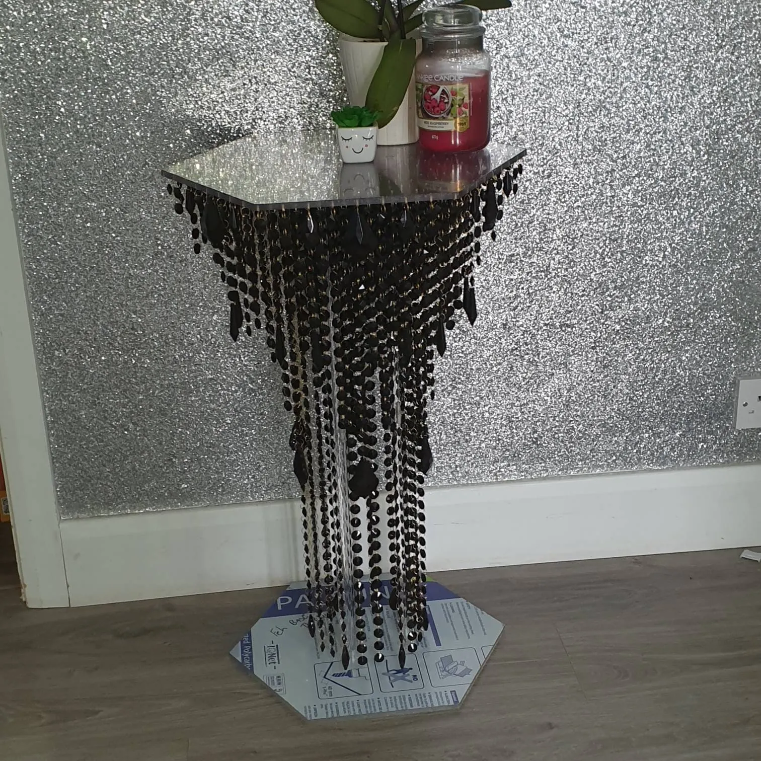 Crystal chandelier side table - tall console. Occasional table, Custom table furniture. MANY COLOUR OPTIONS by Crystal wedding uk