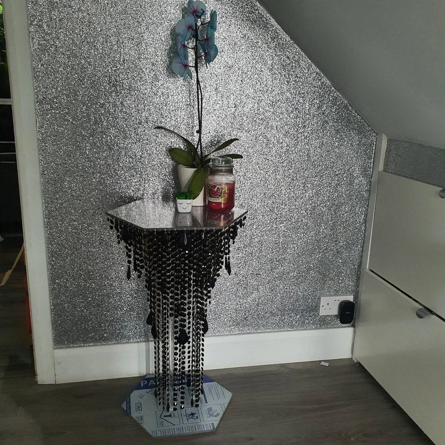 Crystal chandelier side table - tall console. Occasional table, Custom table furniture. MANY COLOUR OPTIONS by Crystal wedding uk