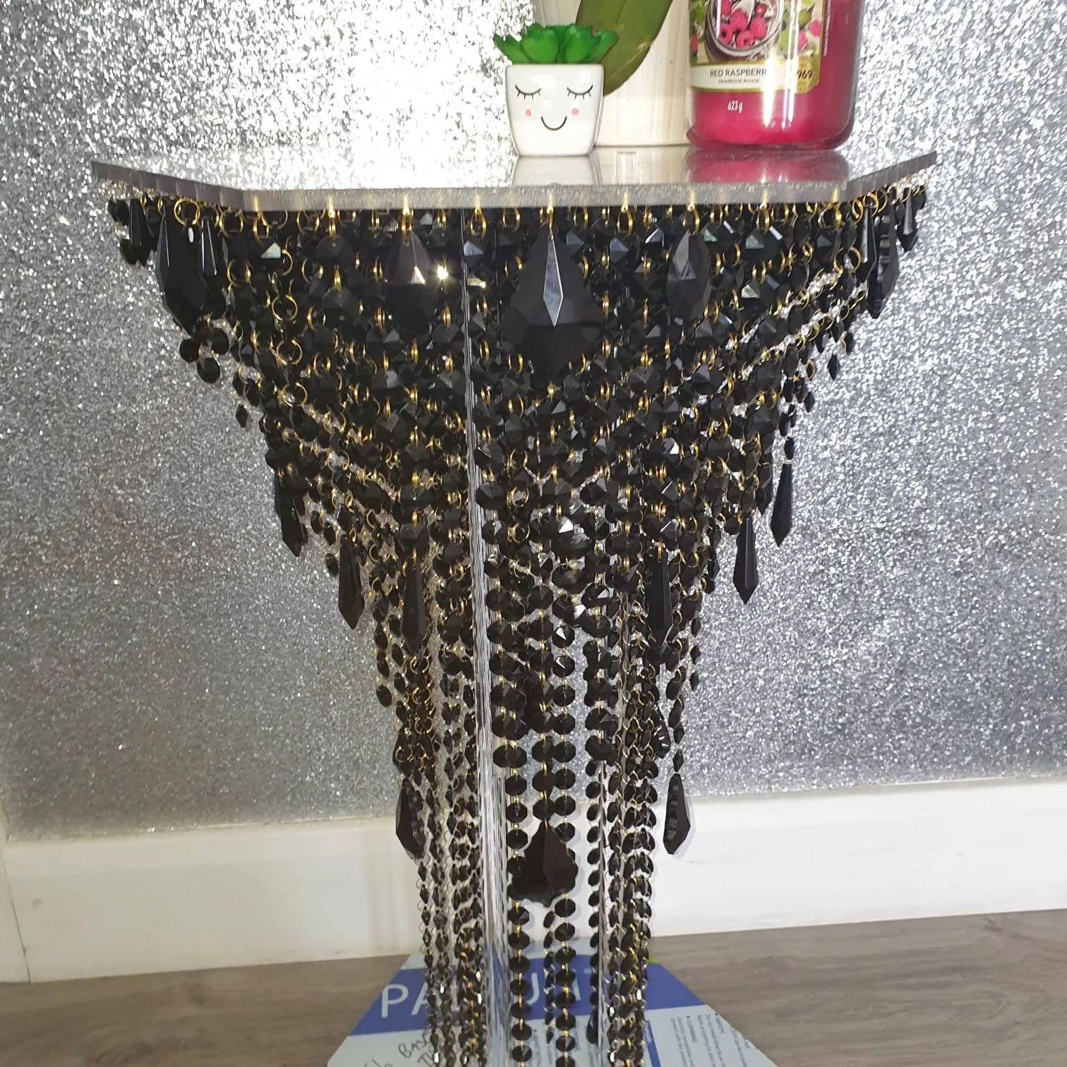 Crystal chandelier side table - tall console. Occasional table, Custom table furniture. MANY COLOUR OPTIONS by Crystal wedding uk