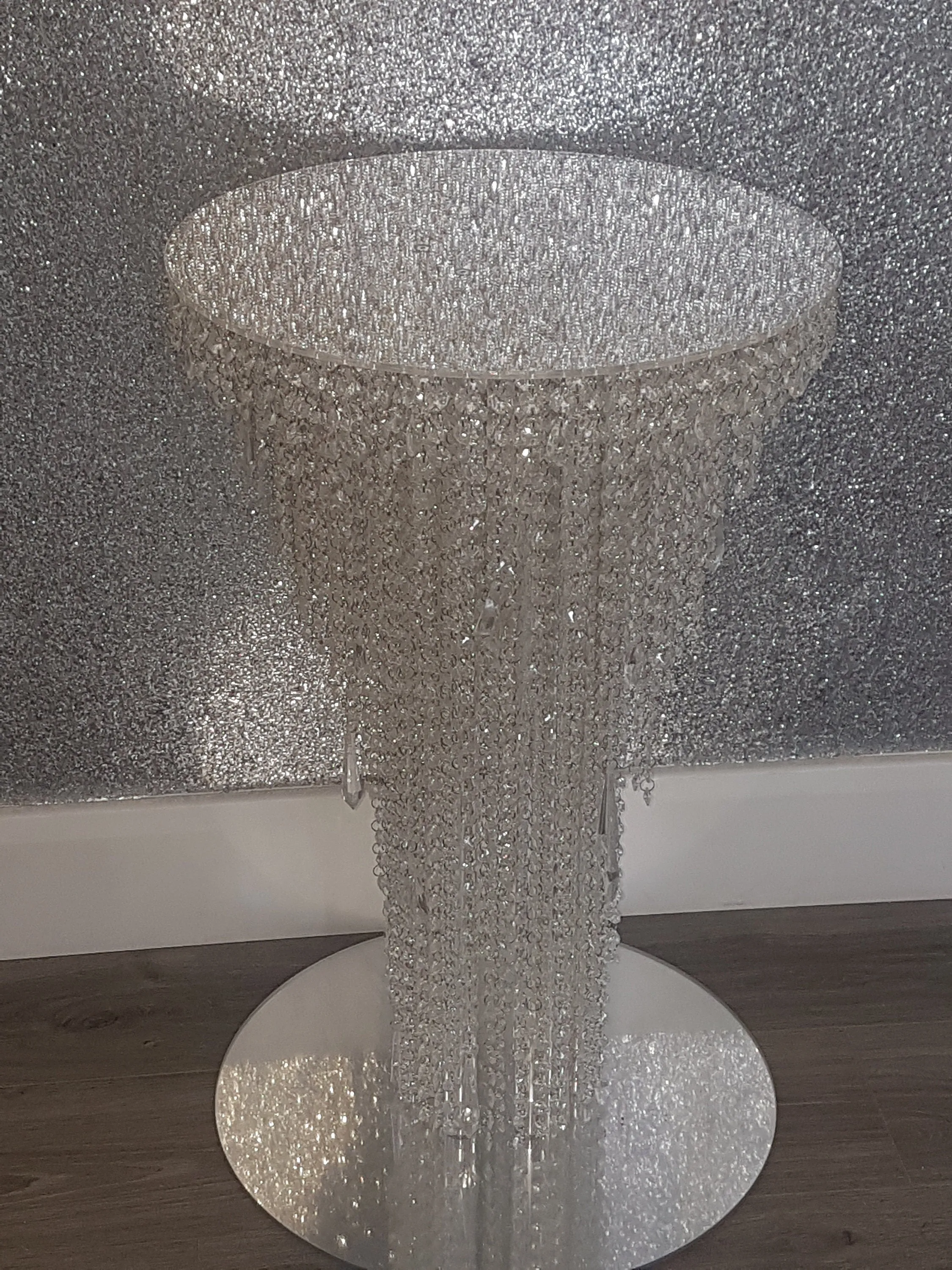 Crystal chandelier side table - tall console table furniture by Crystal wedding uk