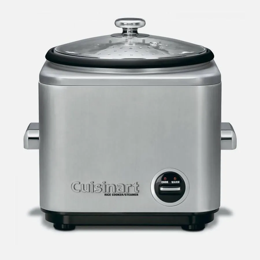 Cuisinart Rice Cooker (BRUSHED STAINLESS STEEL) makes perfectly fluffy rice, you can use the built-in tray to steam other foods while the rice is cooking for a complete and healthy dinner- CU-CRC-400