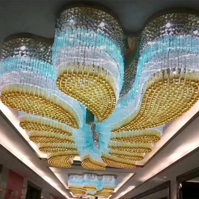 Custom Extra Large Flush Mount Floral Crystal Chandelier for Hotel/Restaurant/Villa