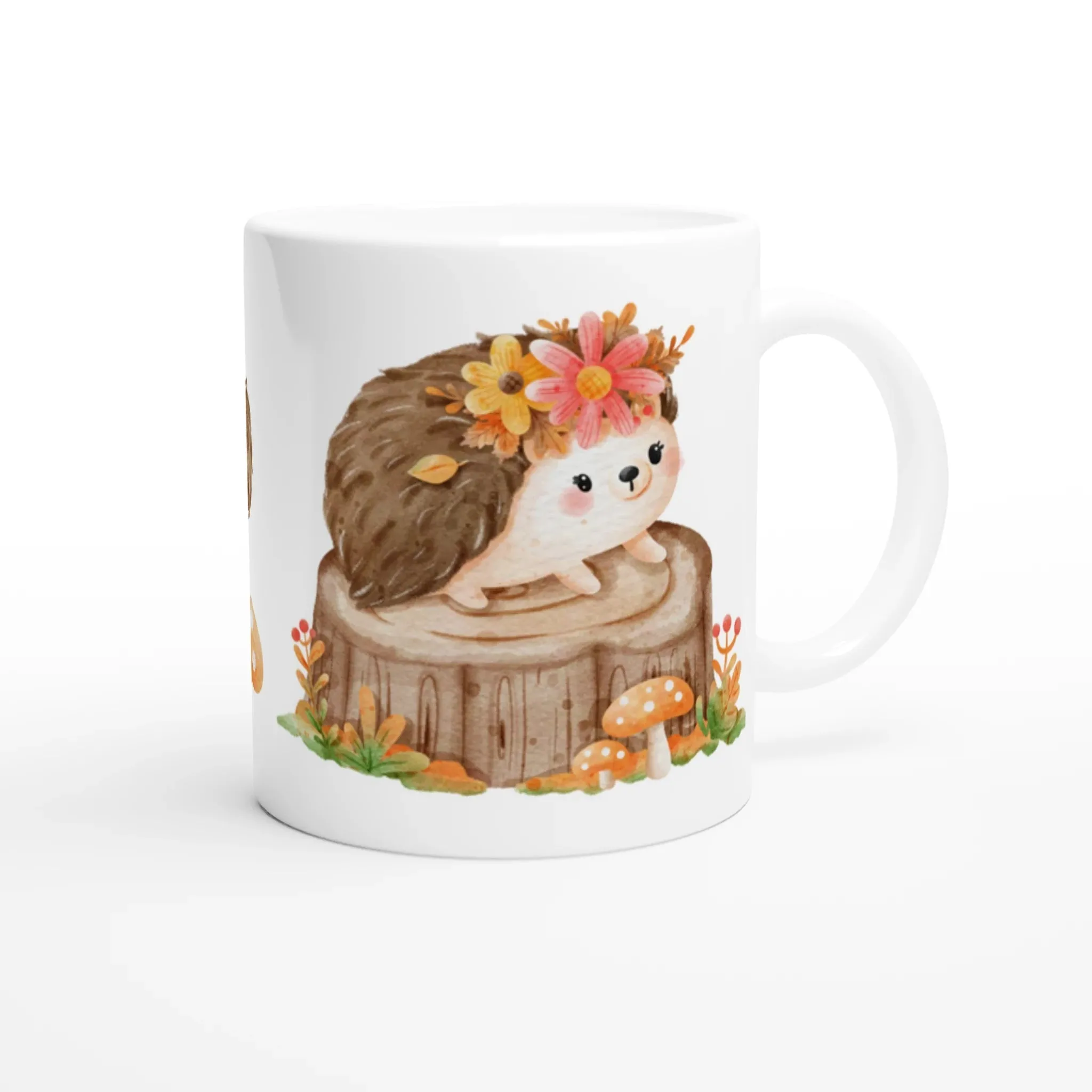 Cute Hedgehogs on Mushroom Ceramic Mug | Animal Lover Gift