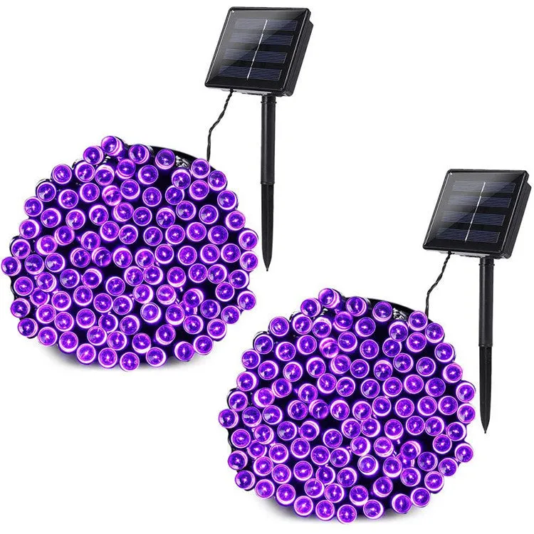 CYNDIE LED Solar String Light Purple Spider Light for Halloween Party Decorations