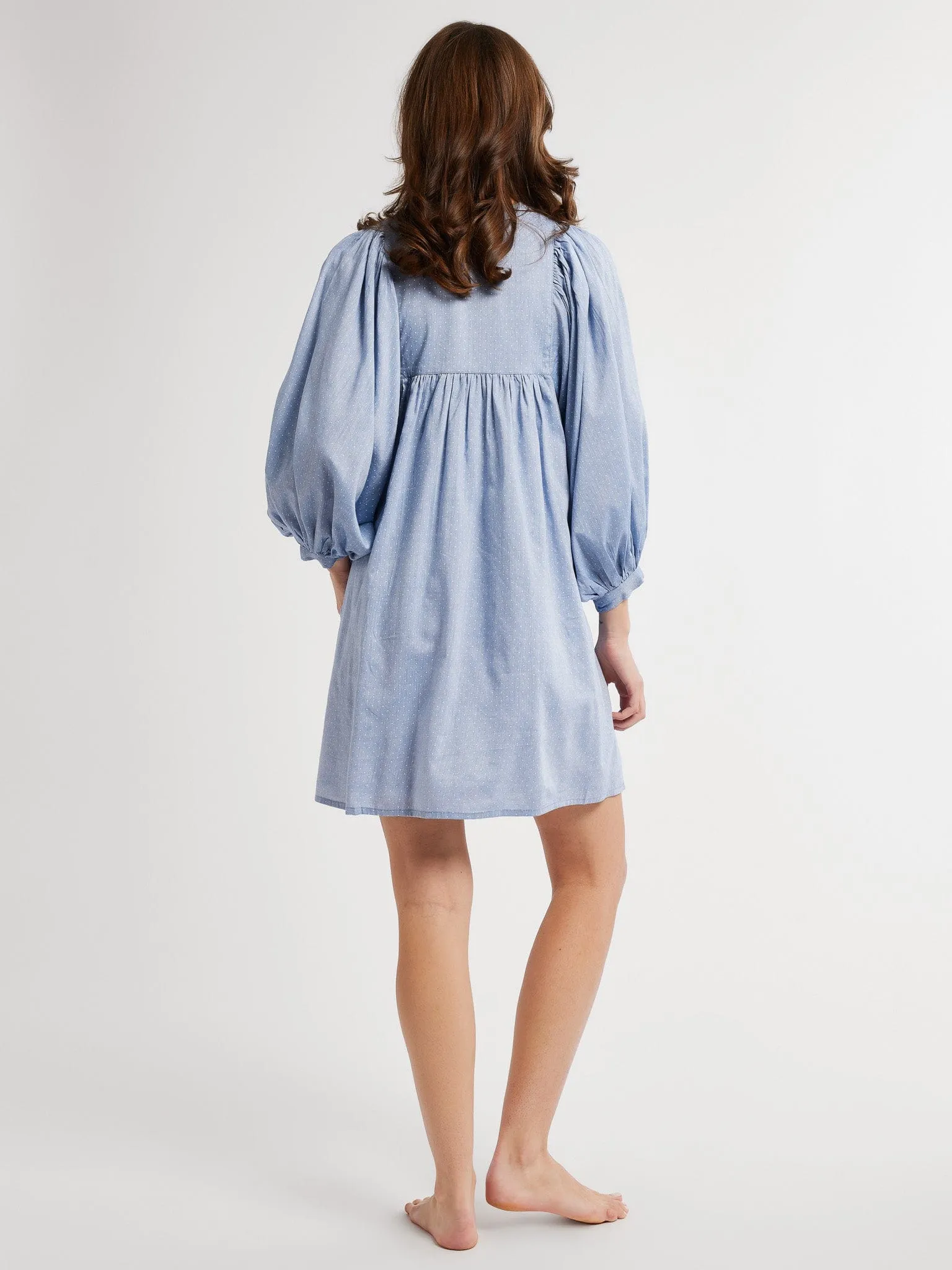 Daisy Dress in Chambray Polka Dot