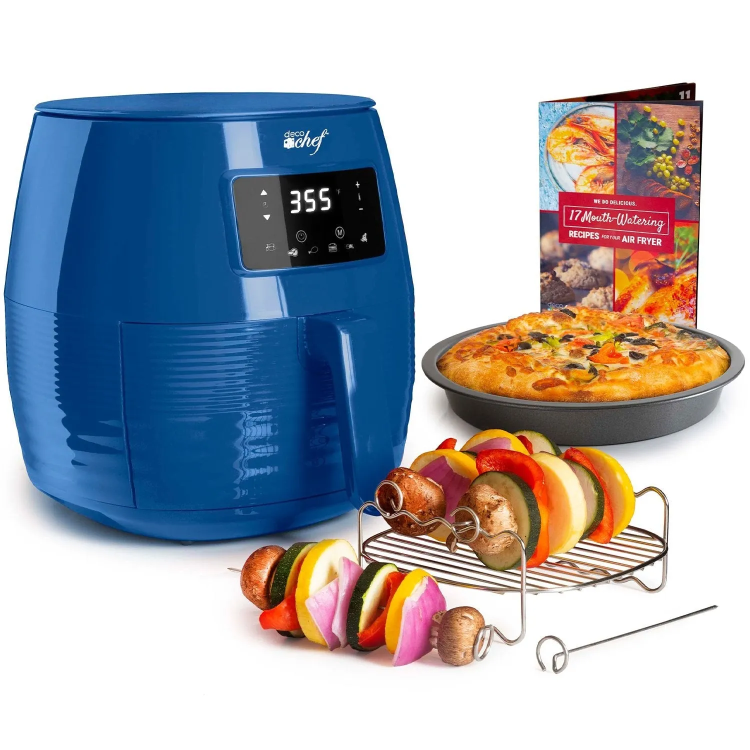 Deco Chef Digital 5.8QT Electric Air Fryer - Healthy, Fast Cooking - Blue - Refurbished