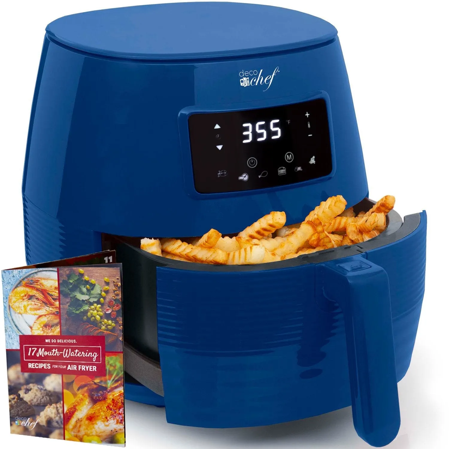 Deco Chef Digital 5.8QT Electric Air Fryer - Healthy, Fast Cooking - Blue - Refurbished