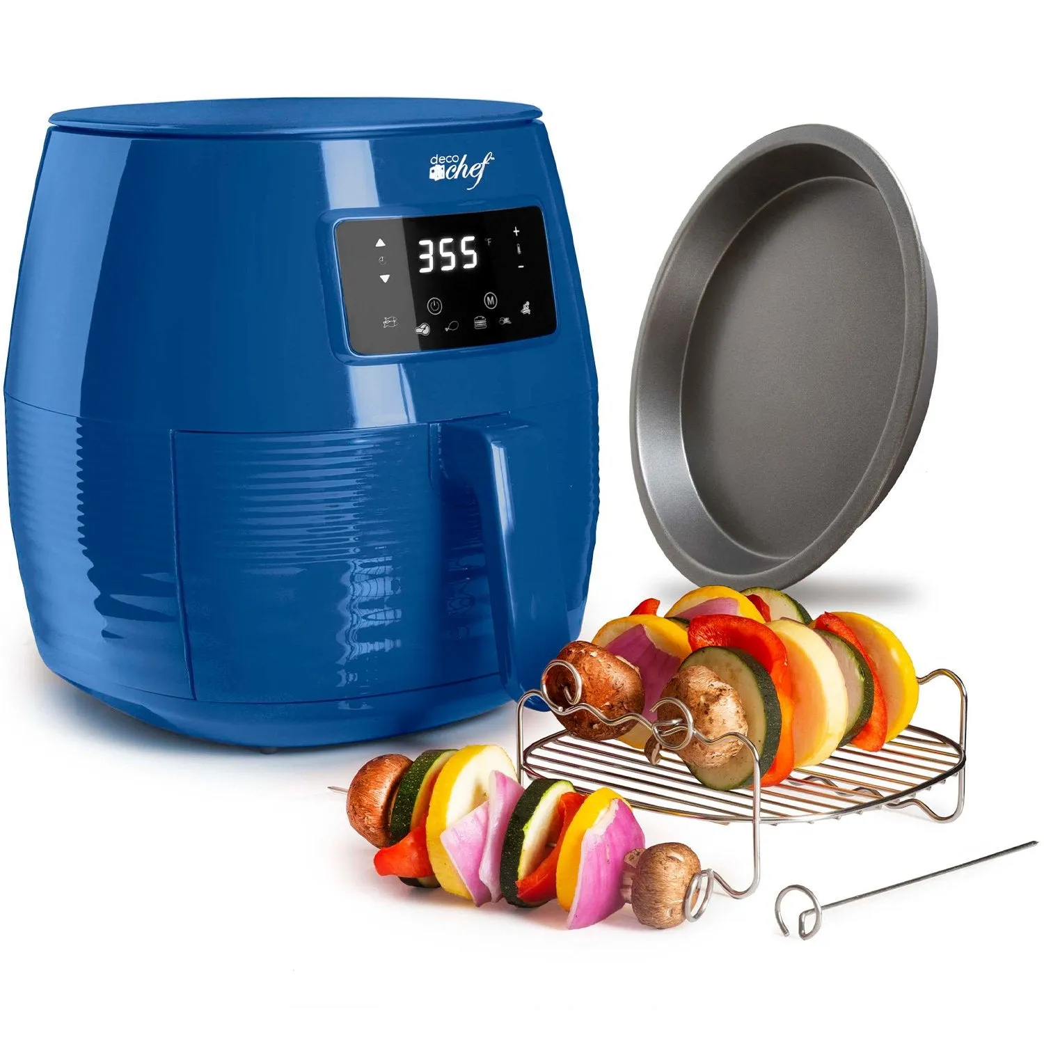 Deco Chef Digital 5.8QT Electric Air Fryer - Healthy, Fast Cooking - Blue - Refurbished