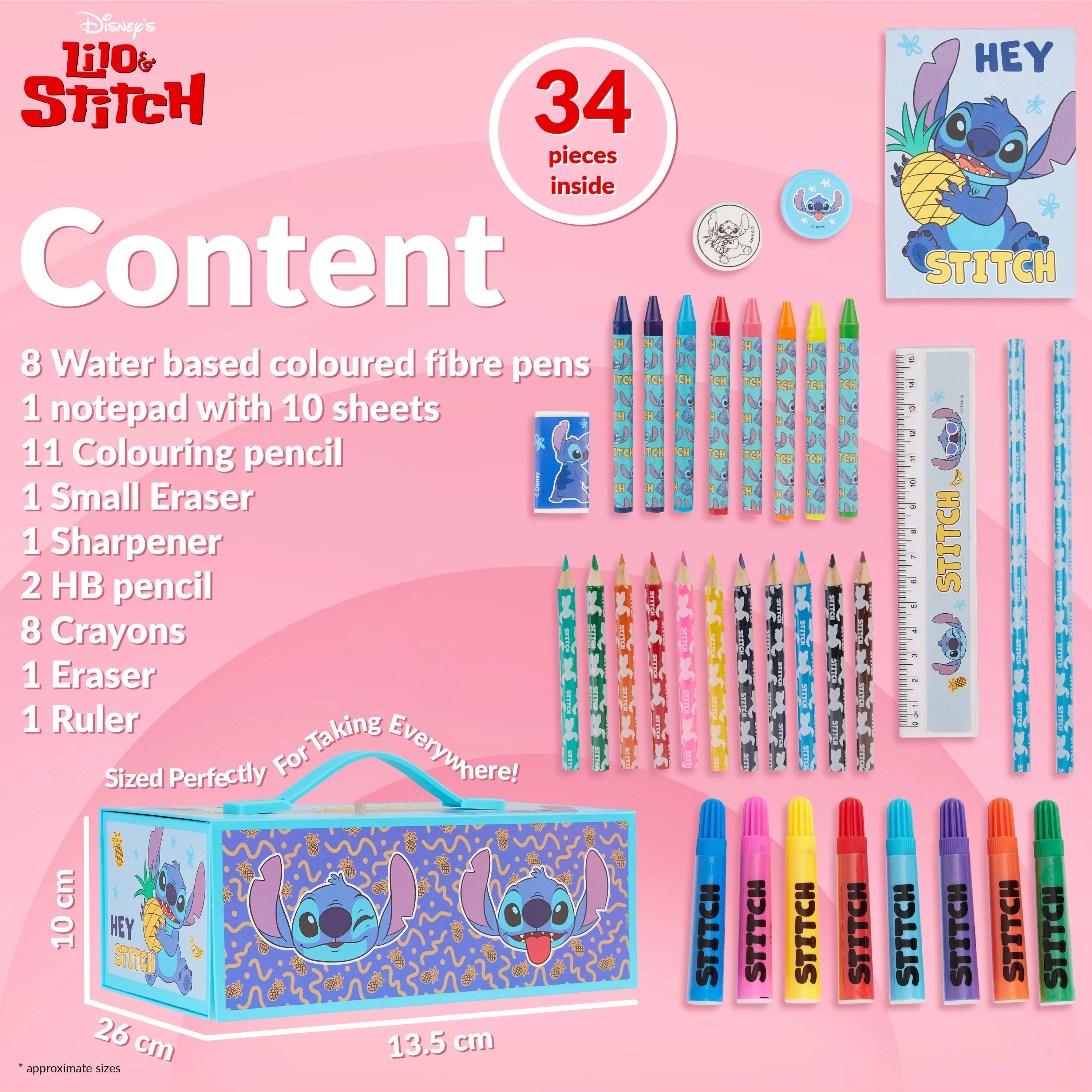 Disney Stitch Colouring Case for Kids, Art Case for Kids - Blue Stitch