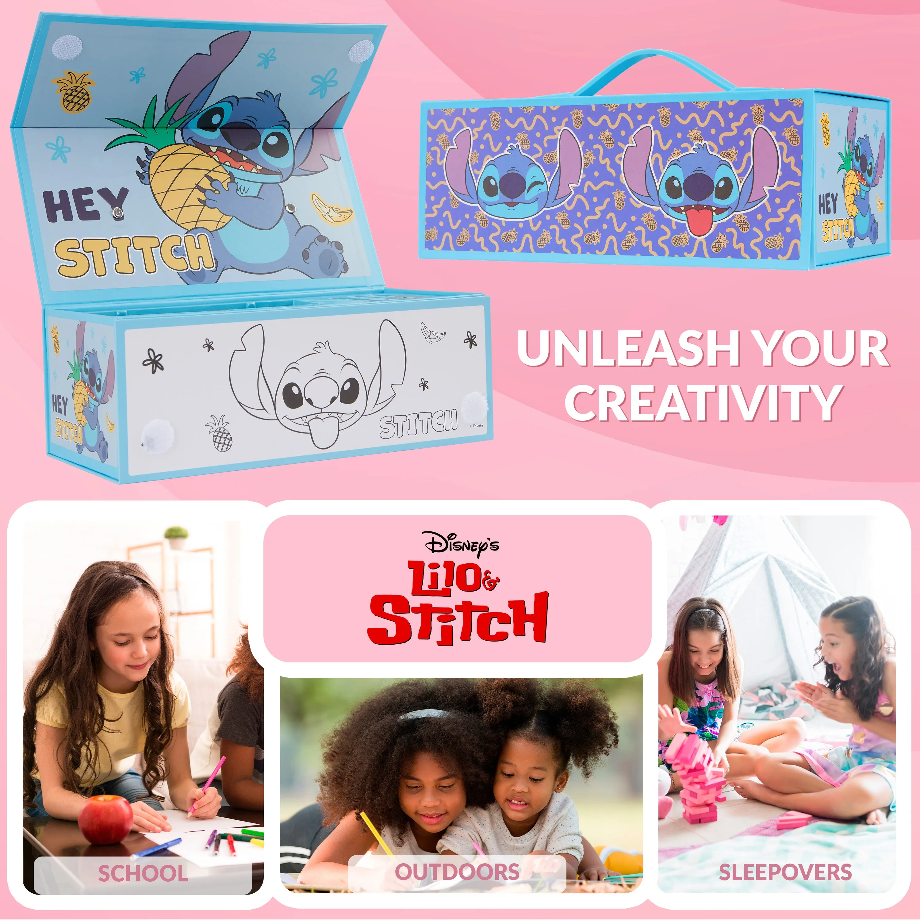 Disney Stitch Colouring Case for Kids, Art Case for Kids - Blue Stitch