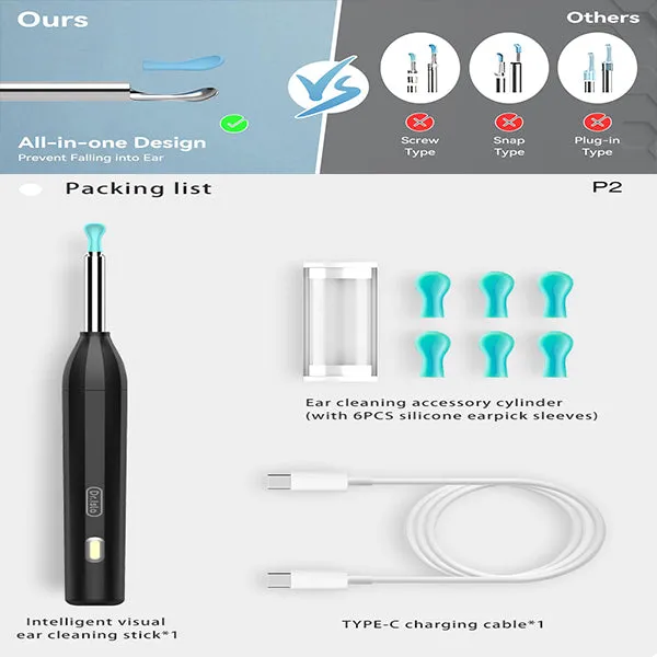 Dr. Isla Intelligent Ear Pick with Camera Wireless WiFi Visual Ear Scoop Wax Cleaner Tool for Baby Adult