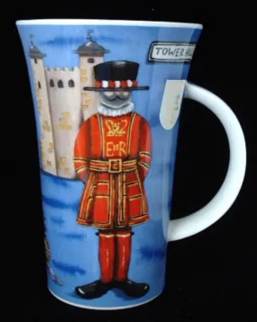 Dunoon Tall Mug London England Beefeater Bobby Piccadilly Stoneware Artist Kate Mawdsley