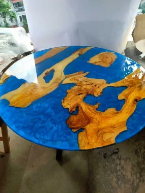 Epoxy Resin & Wood Table Top - Metallic