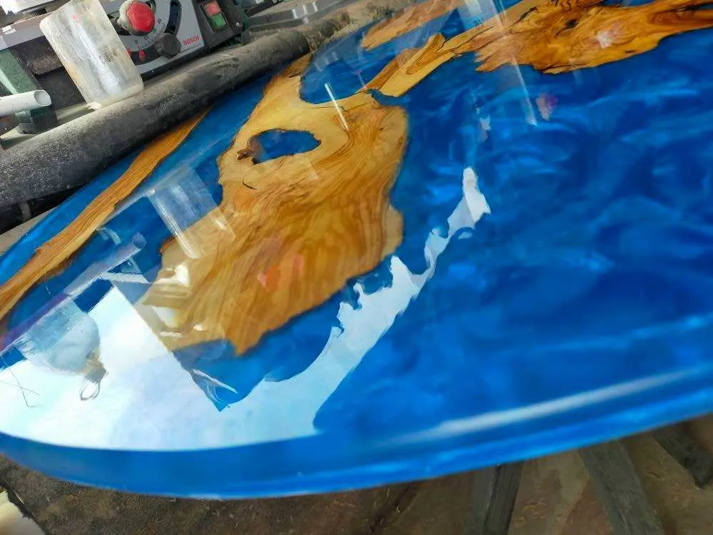 Epoxy Resin & Wood Table Top - Metallic