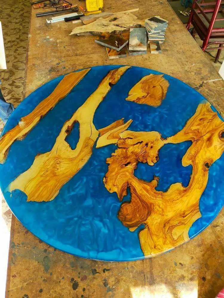 Epoxy Resin & Wood Table Top - Metallic