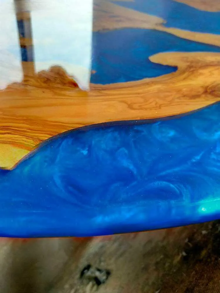 Epoxy Resin & Wood Table Top - Metallic