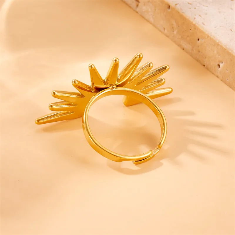 Fashion Fan-Shape Geometric Stainless Steel Electroplating Rings