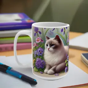 February Birth Flowers - Cat Lover - Mug 15oz