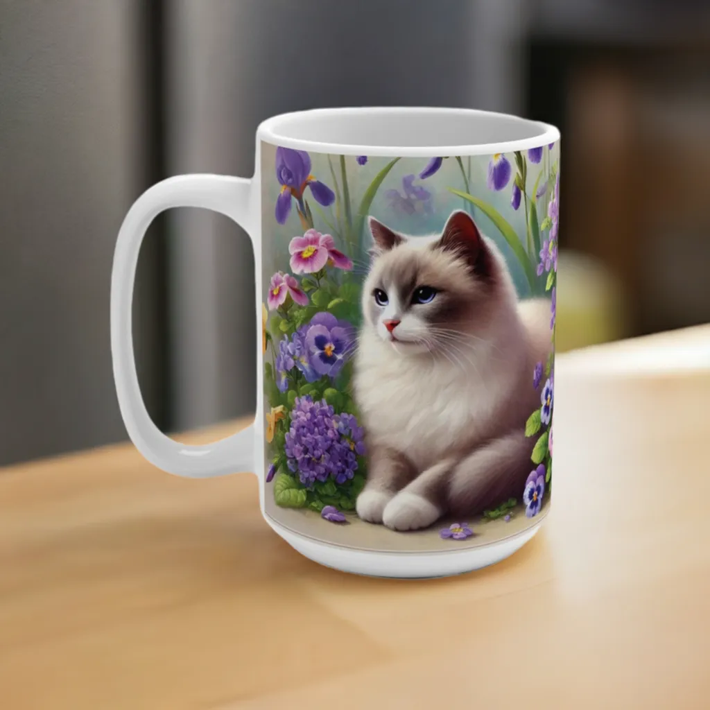 February Birth Flowers - Cat Lover - Mug 15oz