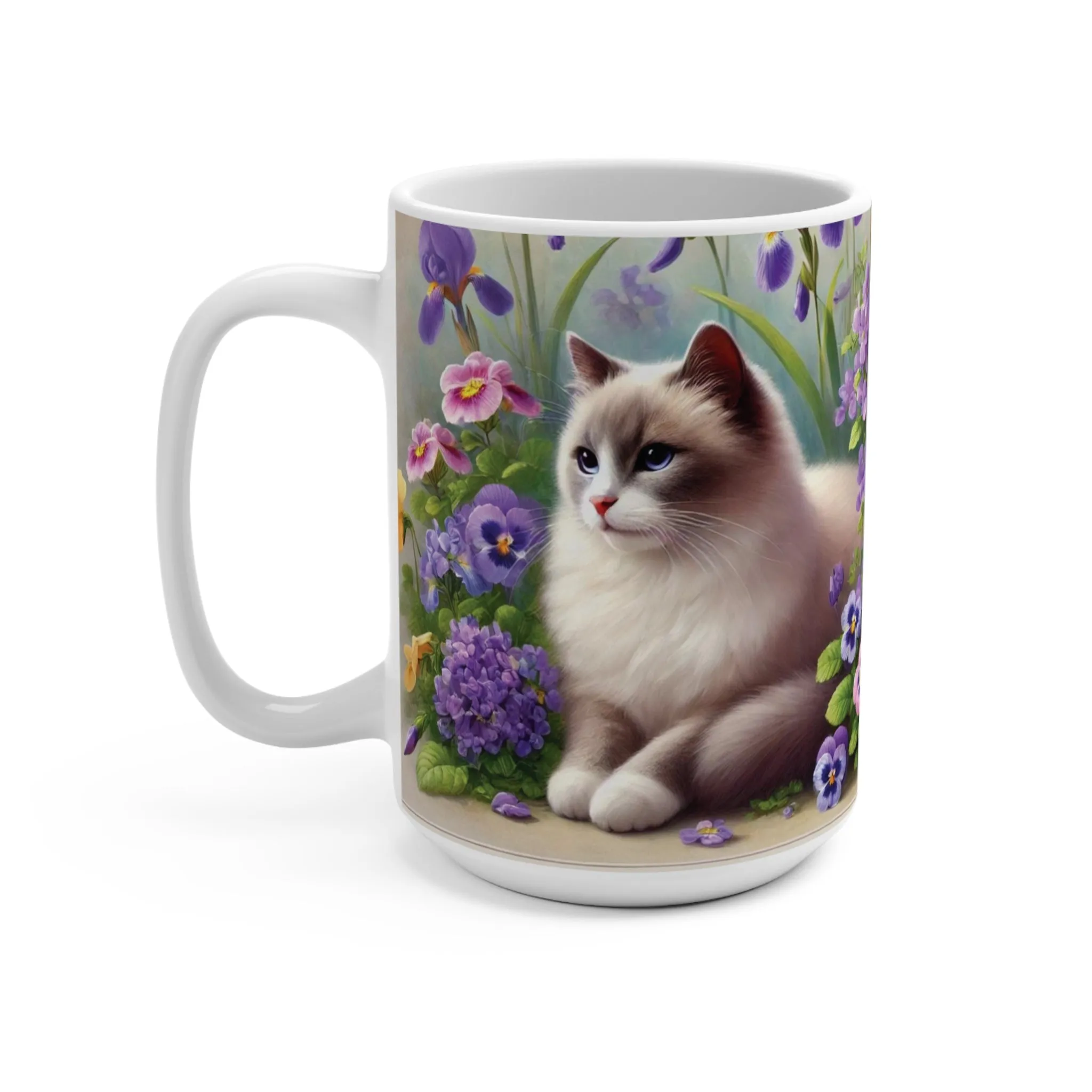 February Birth Flowers - Cat Lover - Mug 15oz