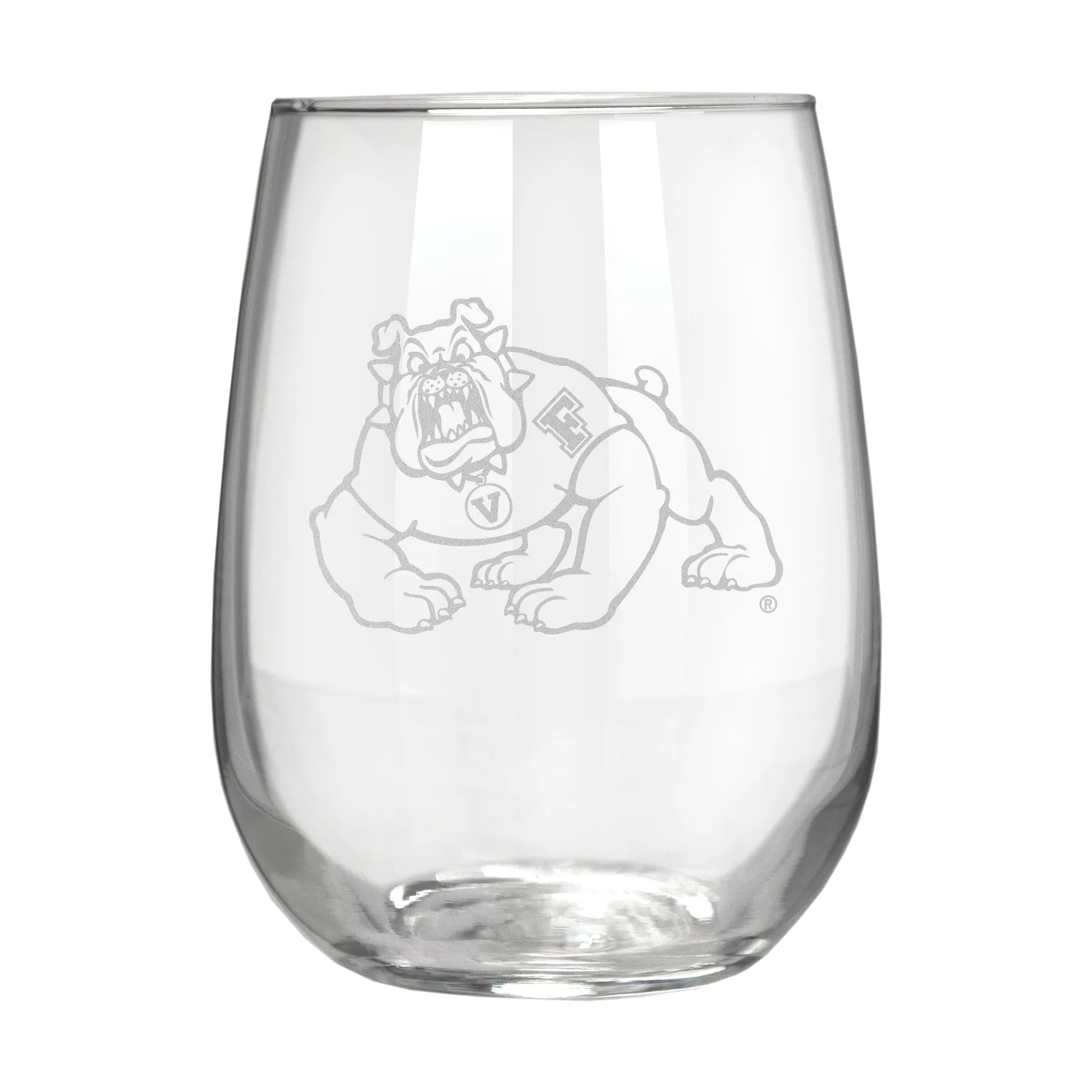 Fresno State Bulldogs 17 oz. Stemless Wine Glass