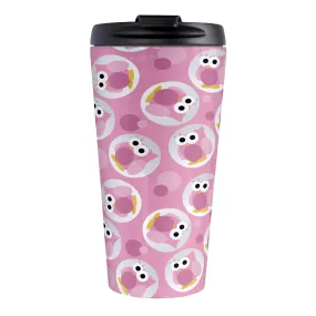 Funny Cute Pink Owl Pattern Travel Mug