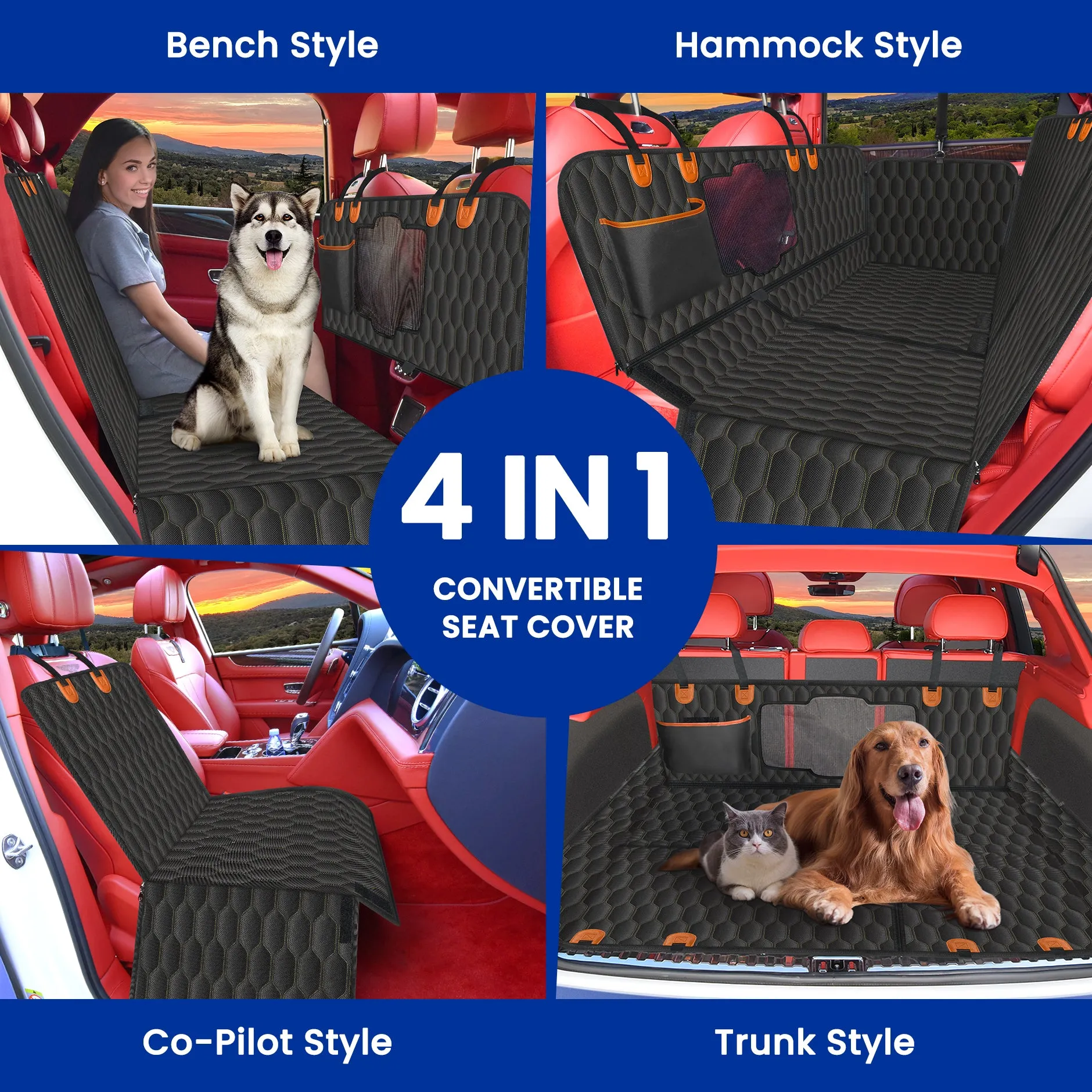 GD125 4-in-1 Dog Car Seat Cover