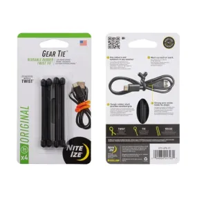 Gear Tie Reusable Rubber Twist Tie 2 Pk - Black 18 In