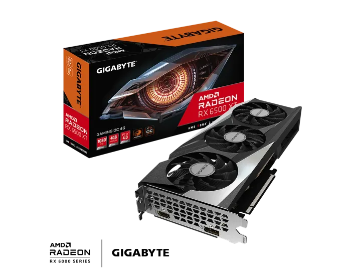 Gigabyte Radeon  RX 6500 XT GAMMING 4GB DDR6 TRIPLE FAN    GV R65XTGAMING OC 4GD