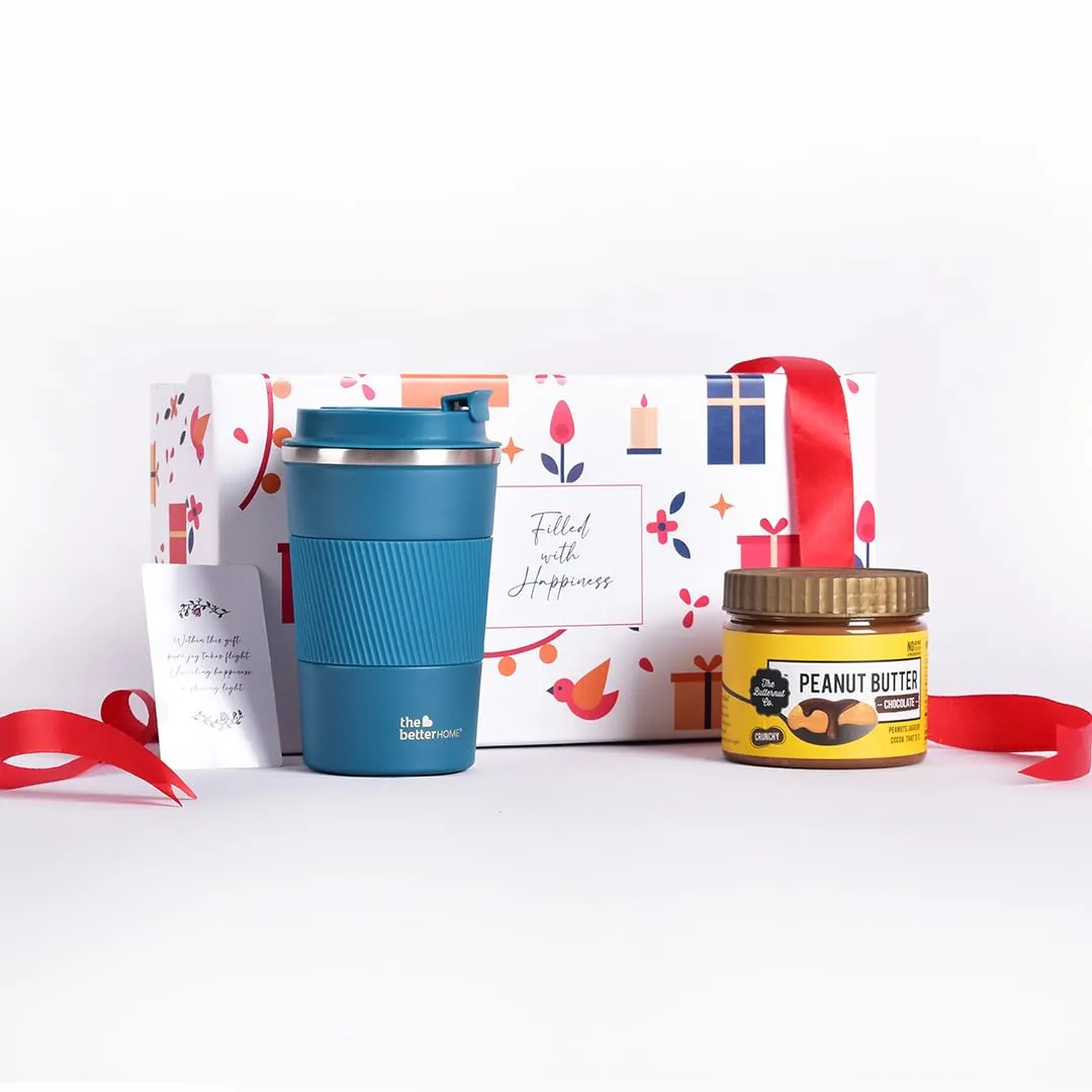 Gleevers Sweet Expeditions Gift for Women & Men|Gift Box pack of 2 with Chocolate Peanut Butter(340 gm) & Coffee Mug(380 ml)| Birthday Gift, Secret Santa Gifts, Christmas Gift, Diwali Gift