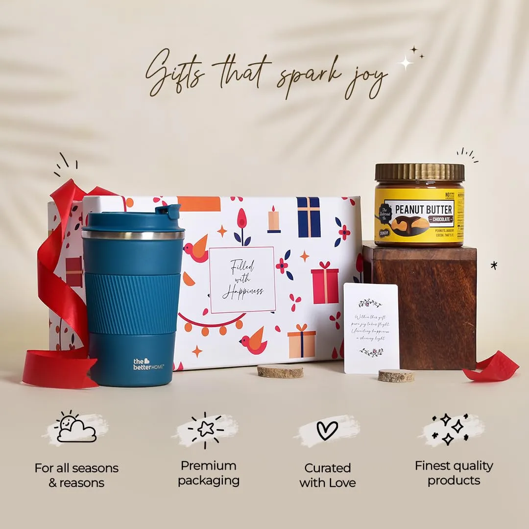 Gleevers Sweet Expeditions Gift for Women & Men|Gift Box pack of 2 with Chocolate Peanut Butter(340 gm) & Coffee Mug(380 ml)| Birthday Gift, Secret Santa Gifts, Christmas Gift, Diwali Gift