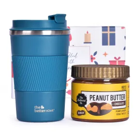 Gleevers Sweet Expeditions Gift for Women & Men|Gift Box pack of 2 with Chocolate Peanut Butter(340 gm) & Coffee Mug(380 ml)| Birthday Gift, Secret Santa Gifts, Christmas Gift, Diwali Gift