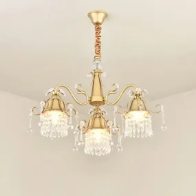 Gold LED Crystal Pendant Chandelier - Mid-Century Branch Design for Living Room