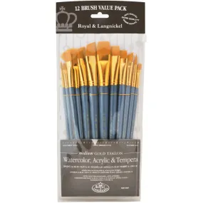 Gold Taklon Value Pack Brush Set Round 12/Pkg