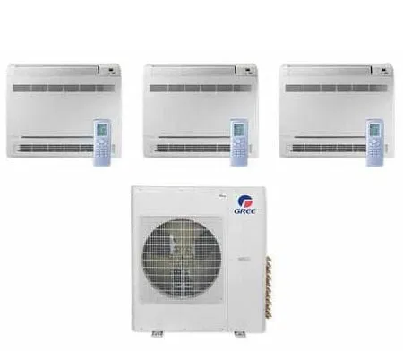 GREE Multi Gen2 Series 30,000 BTU 3-Zone Mini Floor Console 12K 12K 18K Ductless Mini-Split System