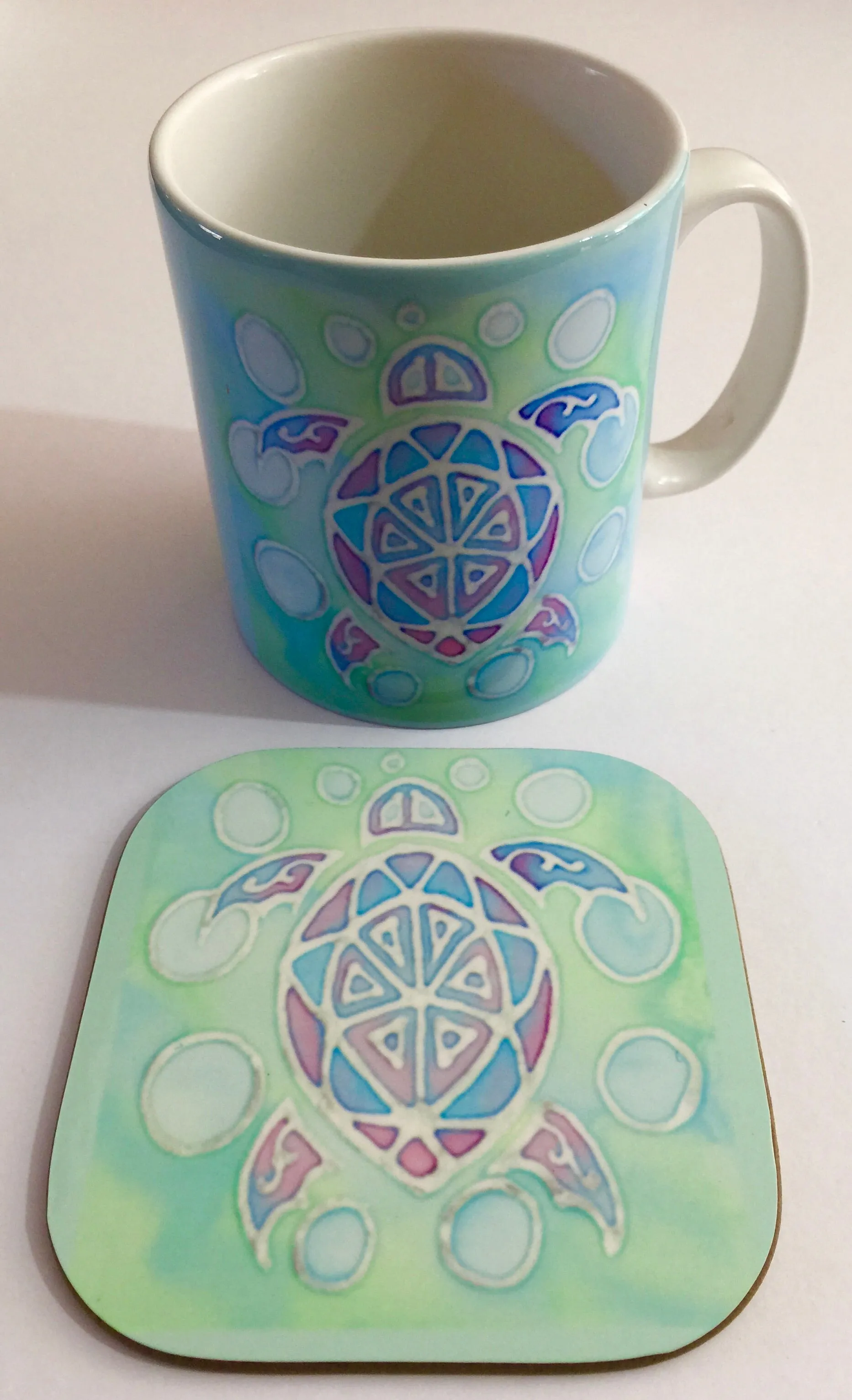 Green Turtle Mug & Coaster - Cute Turtle Mug Box Set - Sealife Mug Gift