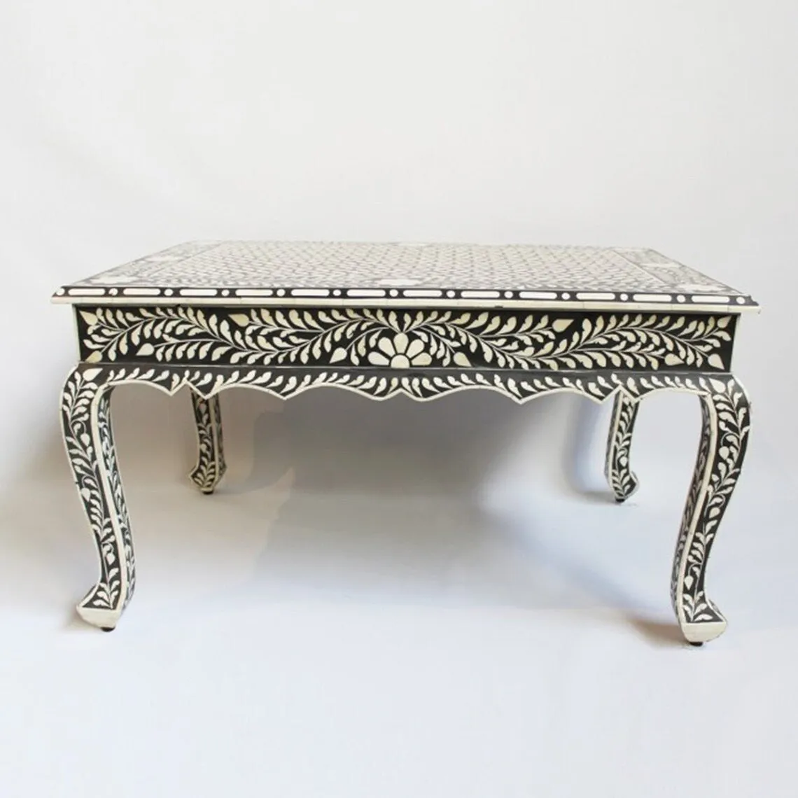 Handmade Bone Inlay Floral Pattern Coffee Table