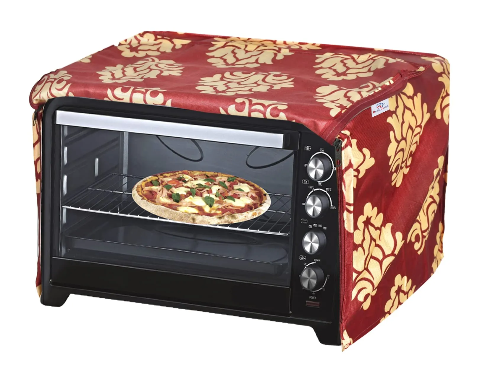 Heart Home Polyster Floral Printed Microwave Oven Cover,20 LTR. (Maroon)-HS43HEARTH25937