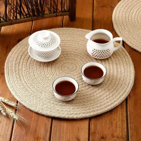 HOMEABLE Braided Jute Round 30 cm Best for Bed - Side Table Dining Table, Centre Table, Tea Table, (30 cm Round)