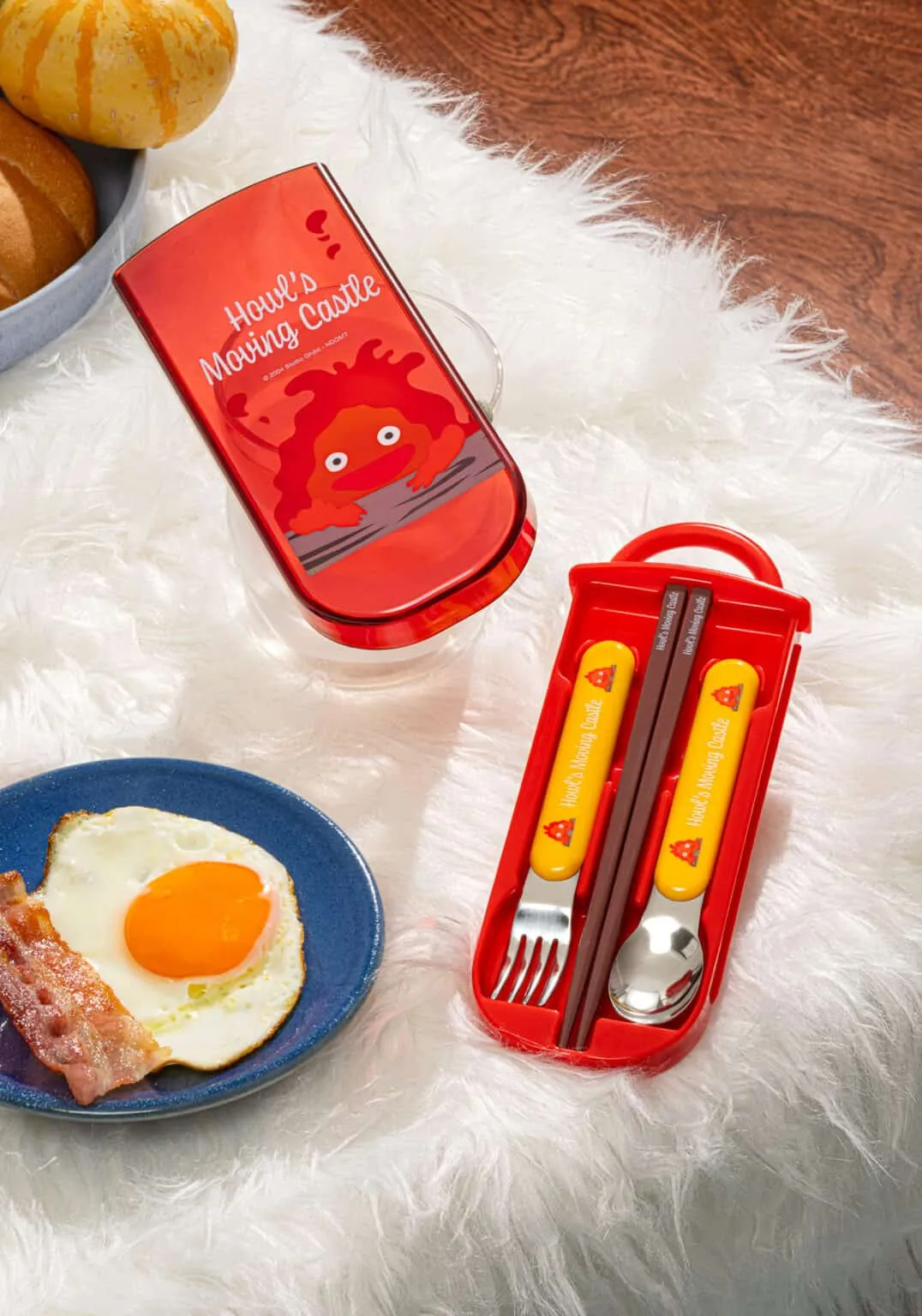 Howl's Moving Castle Calcifer Chopsticks, Fork and Spoon Set