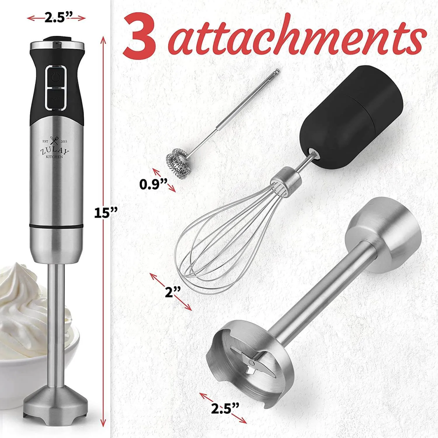 Immersion Blender Handheld 500w Powerful Mixer for Cooking