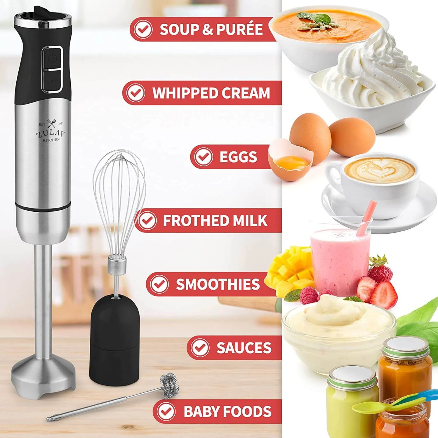 Immersion Blender Handheld 500w Powerful Mixer for Cooking